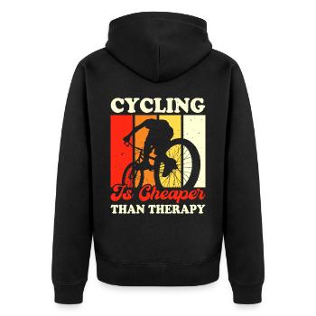 Le cyclisme coûte moins cher que la thérapie - Veste à capuche bio Premium Unisexe - noir - Dos - Nico (187cm)
