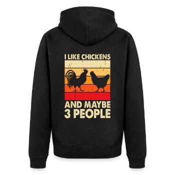 Chickens Chicken - Unisex Premium Organic Zip Hoodie - black - Back - Nico (187cm)