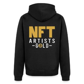 NFT - Unisex Premium Bio Zip Hoodie - Schwarz - Hinten - Nico (187cm)