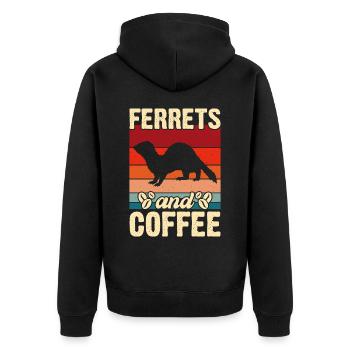 Frettchen - Unisex Premium Bio Zip Hoodie - Schwarz - Hinten - Nico (187cm)