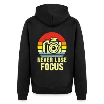 Photographer - Unisex Premium Organic Zip Hoodie - black - Back - Nico (187cm)