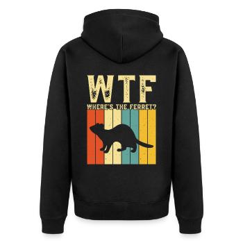 Frettchen - Unisex Premium Bio Zip Hoodie - Schwarz - Hinten - Nico (187cm)