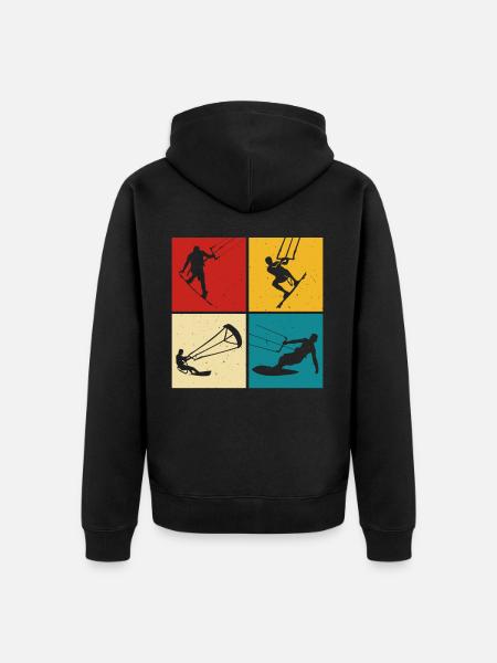 Kitesurf Kitesurfer Kiteboard - Premium økologisk unisex-hættejakke - sort