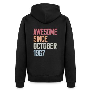 Bogosse geboren im Oktober 1967 - Fête d'anniversair - Unisex Premium Bio Zip Hoodie - Schwarz - Hinten - Nico (187cm)