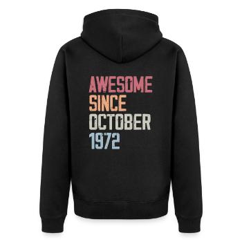 Bogosse geboren im Oktober 1972 - Fête d'anniversair - Unisex Premium Bio Zip Hoodie - Schwarz - Hinten - Nico (187cm)