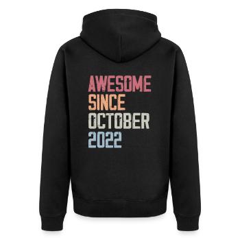 Bogosse born in October 2022 - Fête d'anniversair - Unisex Premium Organic Zip Hoodie - black - Back - Nico (187cm)