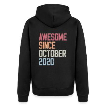Bogosse geboren im Oktober 2020 - Fête d'anniversair - Unisex Premium Bio Zip Hoodie - Schwarz - Hinten - Nico (187cm)