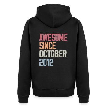 Bogosse born in October 2012 - Fête d'anniversair - Unisex Premium Organic Zip Hoodie - black - Back - Nico (187cm)