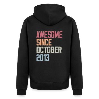 Bogosse geboren im Oktober 2013 - Fête d'anniversair - Unisex Premium Bio Zip Hoodie - Schwarz - Hinten - Nico (187cm)