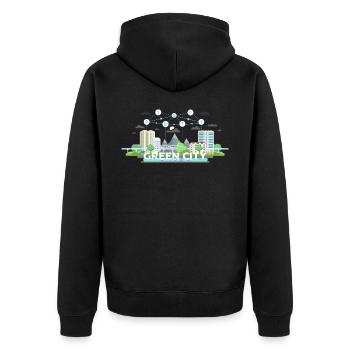 Erneuerbare Energie Öko Umwelt Elektrisch Recycle - Unisex Premium Bio Zip Hoodie - Schwarz - Hinten - Nico (187cm)