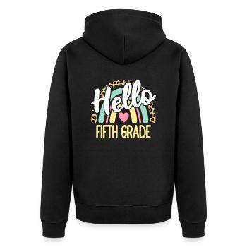 Hallo Lehrer der fünften Klasse Zurück zur Schule Regenbogen - Unisex Premium Bio Zip Hoodie - Schwarz - Hinten - Nico (187cm)