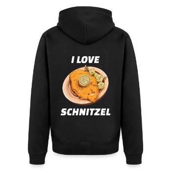 I Love Schnitzel Wiener Schnitzel - Unisex Premium Organic Zip Hoodie - black - Back - Nico (187cm)