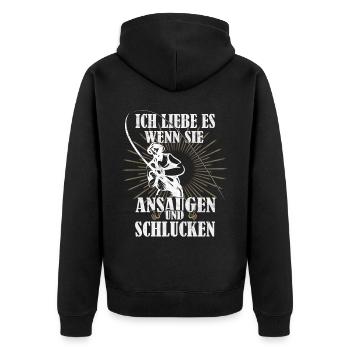 lustige Angler Geschenke Karpfen Angeln - Unisex Premium Bio Zip Hoodie - Schwarz - Hinten - Nico (187cm)