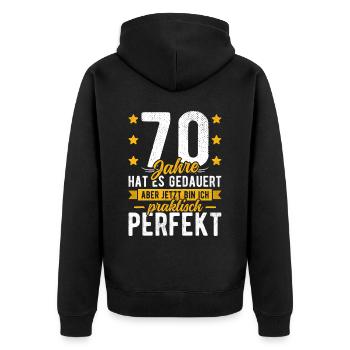 70 Geburtstag Mann 70er 70ter Ich bin 70 Jahre alt - Unisex Premium Bio Zip Hoodie - Schwarz - Hinten - Nico (187cm)