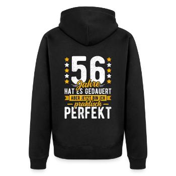 56 Geburtstag Mann 56er 56ter Ich bin 56 Jahre alt - Unisex Premium Bio Zip Hoodie - Schwarz - Hinten - Nico (187cm)