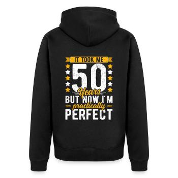 50. Geburtstag 50 Jahre alt Mann Frau 50ter 50er - Unisex Premium Bio Zip Hoodie - Schwarz - Hinten - Nico (187cm)