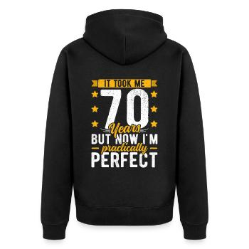 70th birthday 70 years old man woman 70th 70s - Unisex Premium Organic Zip Hoodie - black - Back - Nico (187cm)