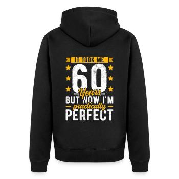 60. Geburtstag 60 Jahre alt Mann Frau 60ter 60er - Unisex Premium Bio Zip Hoodie - Schwarz - Hinten - Nico (187cm)