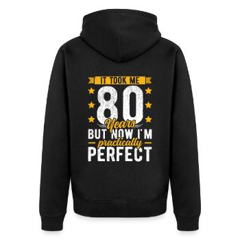 80ème anniversaire 80 ans homme femme 80ème années 80 - Veste à capuche bio Premium Unisexe - noir - Dos - Nico (187cm)