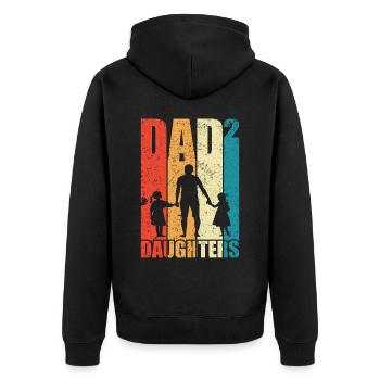 Dad Hoch 2 Papa Hoch 2 Töchter Vatertag Geschenk - Unisex Premium Bio Zip Hoodie - Schwarz - Hinten - Nico (187cm)