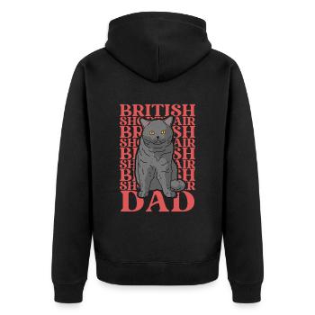 British Shorthair Papa British Shorthair BKH Cat - Veste à capuche bio Premium Unisexe - noir - Dos - Nico (187cm)