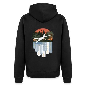 Frisbee ultime, nature merveilleuse - Veste à capuche bio Premium Unisexe - noir - Dos - Nico (187cm)