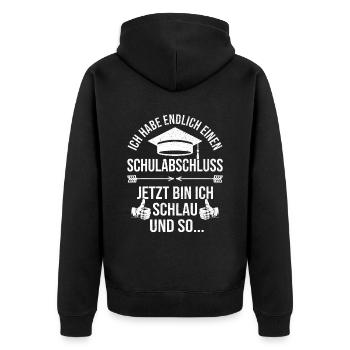 Abschluss Schulabschluss Abi Realschule Abitur - Unisex Premium Bio Zip Hoodie - Schwarz - Hinten - Nico (187cm)