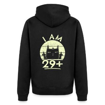 30. Geburtstag Frau 30ter 30 Jahre - I AM 29+ PLUS - Unisex Premium Bio Zip Hoodie - Schwarz - Hinten - Nico (187cm)