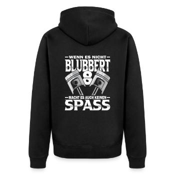 V8 Motor Tuning Motorsport - Unisex Premium Bio Zip Hoodie - Schwarz - Hinten - Nico (187cm)