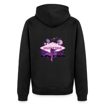 Jägerin, Urban & Lifestyle - Unisex Premium Bio Zip Hoodie - Schwarz - Hinten - Nico (187cm)