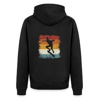 Retro vintage skateboard girl - Unisex Premium Organic Zip Hoodie - black - Back - Nico (187cm)