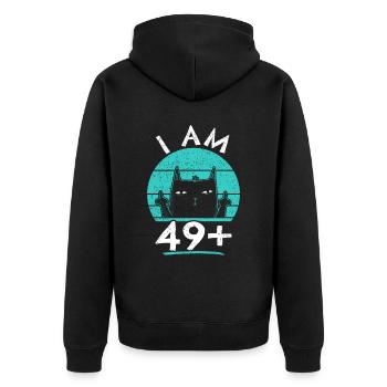 50th birthday woman 50th 50 years - I AM 49+ PLUS - Unisex Premium Organic Zip Hoodie - black - Back - Nico (187cm)