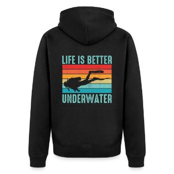 Life Is Better Underwater - Ocean Sea Free Diving - Unisex Premium Organic Zip Hoodie - black - Back - Nico (187cm)
