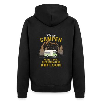 Wohnmobil Camping - Unisex Premium Bio Zip Hoodie - Schwarz - Hinten - Nico (187cm)