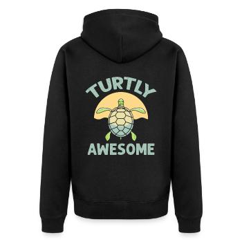 Turtly (Totally) Awesome - Ocean Sea Animal Turtle - Unisex Premium Bio Zip Hoodie - Schwarz - Hinten - Nico (187cm)
