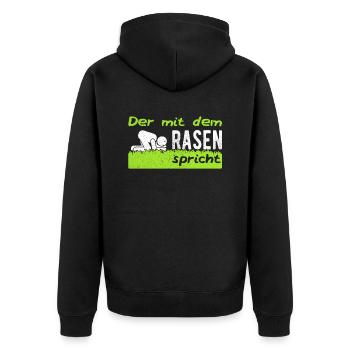Gärtner Garten Hobbygärtner Rasen Rasenmähen - Unisex Premium Bio Zip Hoodie - Schwarz - Hinten - Nico (187cm)