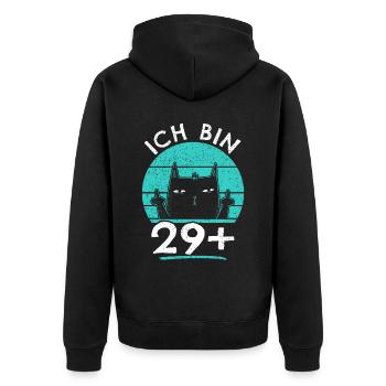 30. Geburtstag Frau 30er 30ter Ich bin 29+ plus - Unisex Premium Bio Zip Hoodie - Schwarz - Hinten - Nico (187cm)