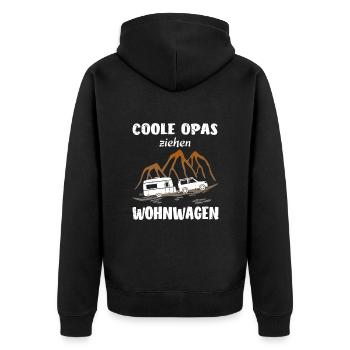 Wohnwagen Opa - Unisex Premium Bio Zip Hoodie - Schwarz - Hinten - Nico (187cm)