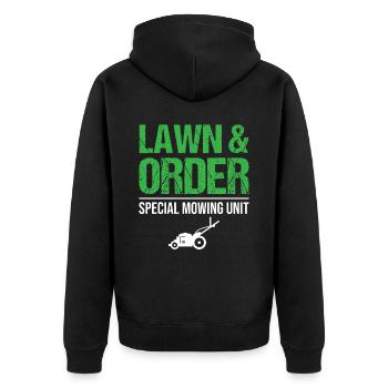Lawn & Order Special Mowing Unit - Gardener - Unisex Premium Organic Zip Hoodie - black - Back - Nico (187cm)