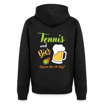 Tennis und Bier Tennisspieler Tennismatch Geschenk - Unisex Premium Bio Zip Hoodie - Schwarz - Hinten - Nico (187cm)