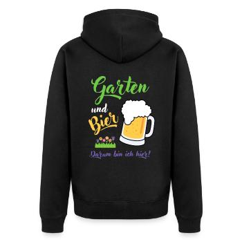 Garten und Bier Hobbygärtner Gartenbau Geschenk - Unisex Premium Bio Zip Hoodie - Schwarz - Hinten - Nico (187cm)