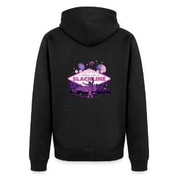 Slackline, Urban & Lifestyle - Unisex Premium Bio Zip Hoodie - Schwarz - Hinten - Nico (187cm)
