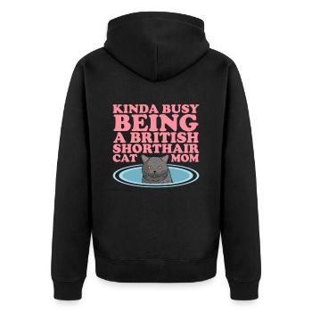 British Shorthair Mom Cats Cat Dad Gift - Unisex Premium Organic Zip Hoodie - black - Back - Nico (187cm)
