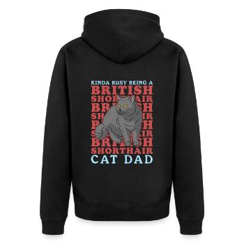 British Shorthair Papa | Chat Chat Papa Cadeau - Veste à capuche bio Premium Unisexe - noir - Dos - Nico (187cm)