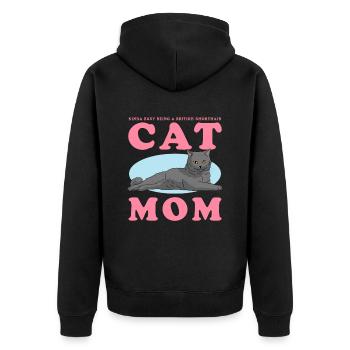 British Shorthair Mom Cat Cat Dad Gift - Unisex Premium Organic Zip Hoodie - black - Back - Nico (187cm)