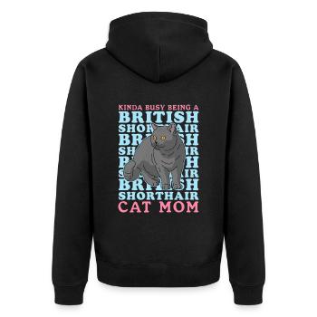 British Shorthair Mom | Chat Chat Papa Cadeau - Veste à capuche bio Premium Unisexe - noir - Dos - Nico (187cm)