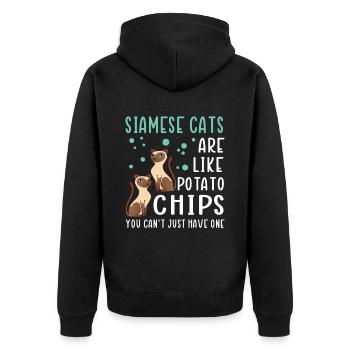 Siamese Cat Cats Cat Owner - Unisex Premium Organic Zip Hoodie - black - Back - Nico (187cm)