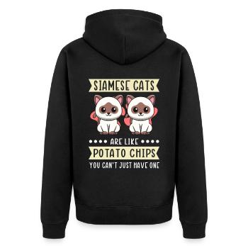 Siamese Cat Cat Owner Cat Lover - Unisex Premium Organic Zip Hoodie - black - Back - Nico (187cm)