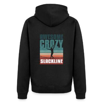 Retro vintage Slackline - Unisex Premium Organic Zip Hoodie - black - Back - Nico (187cm)
