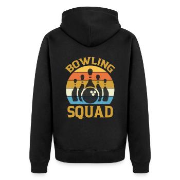 Bowling Squat - Hobby Sport Pin Bowler - Unisex Premium Bio Zip Hoodie - Schwarz - Hinten - Nico (187cm)